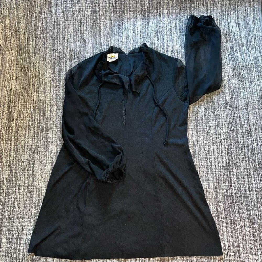 Flutterbye Women’s‎ Size Medium High Neck Mini Dress Black Long Sheer Sleeve